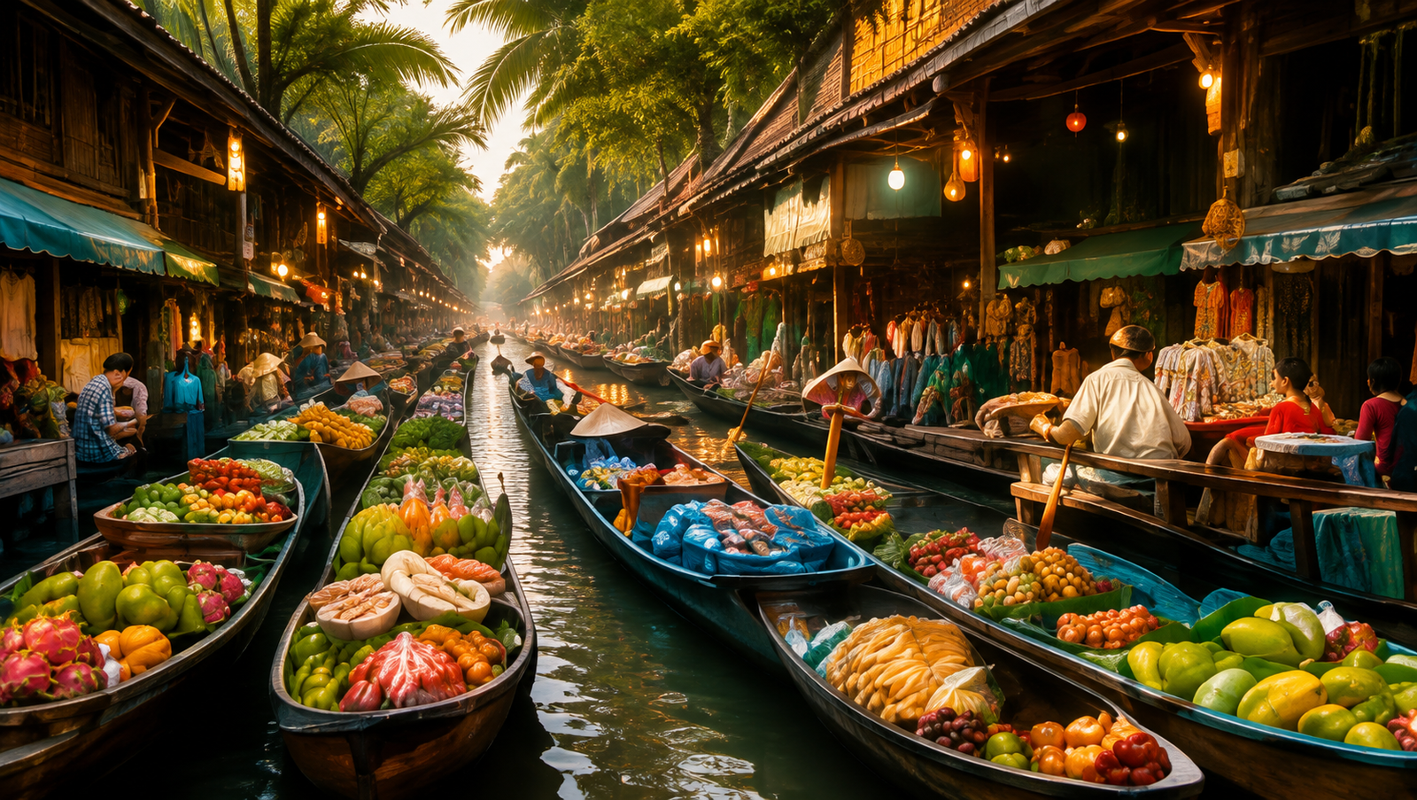 Damnoen Saduak floating market boats
