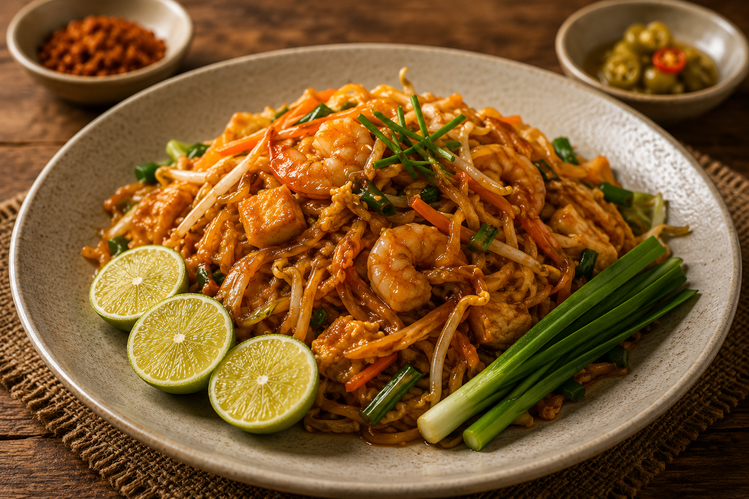 Thai pad thai dish with lime