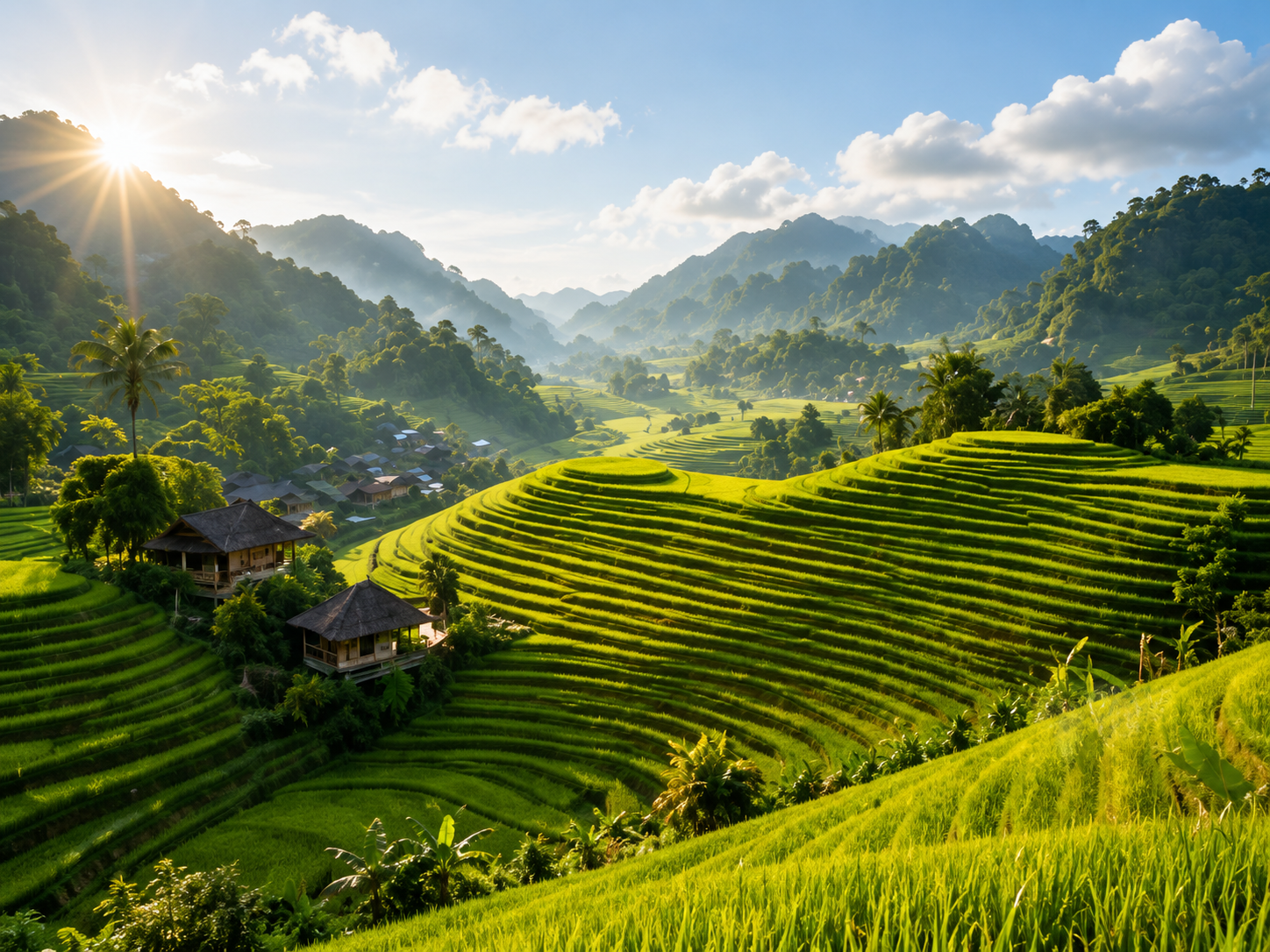 Sapa rice terraces at golden hour