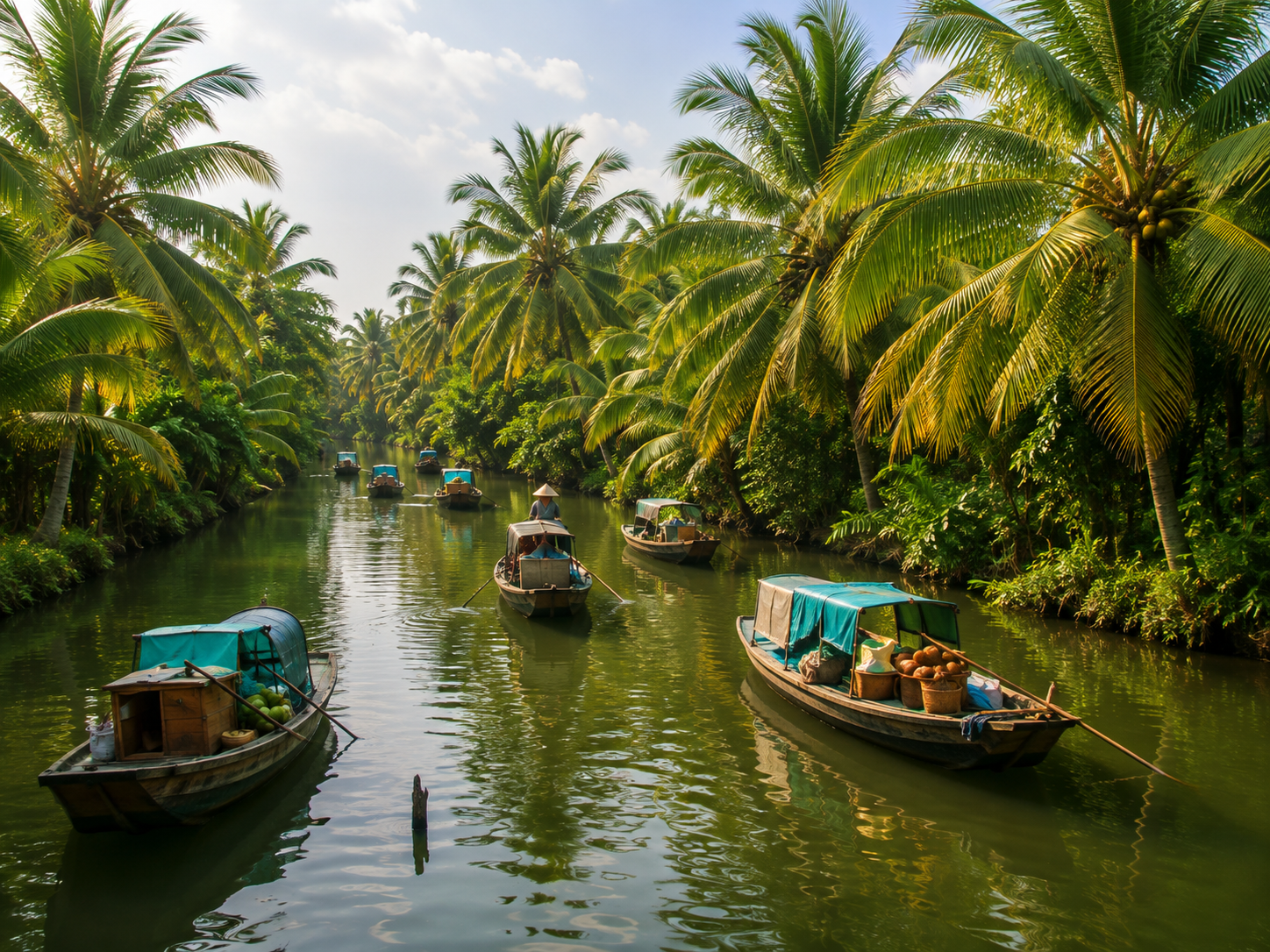Mekong Delta boats on the river